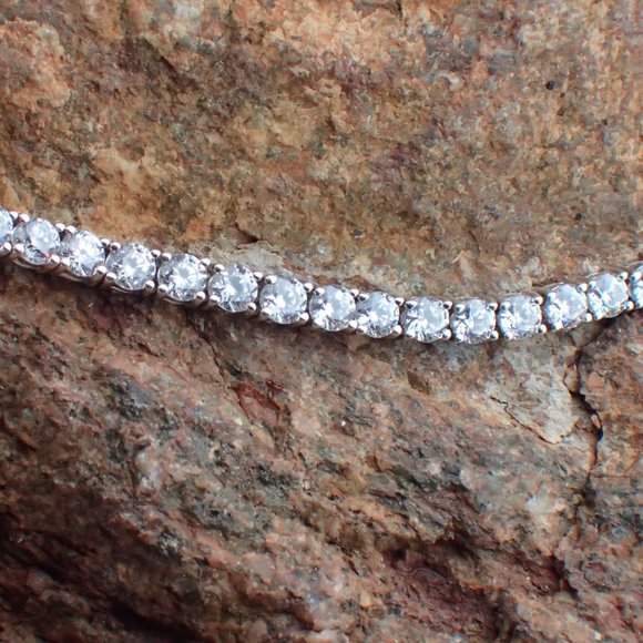 New 925 Sterling Silver Tennis Bracelet w/ CZ Stones - Picture 2 of 2